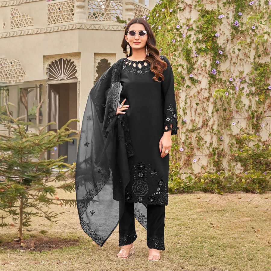 Black Silk Partywear Suit